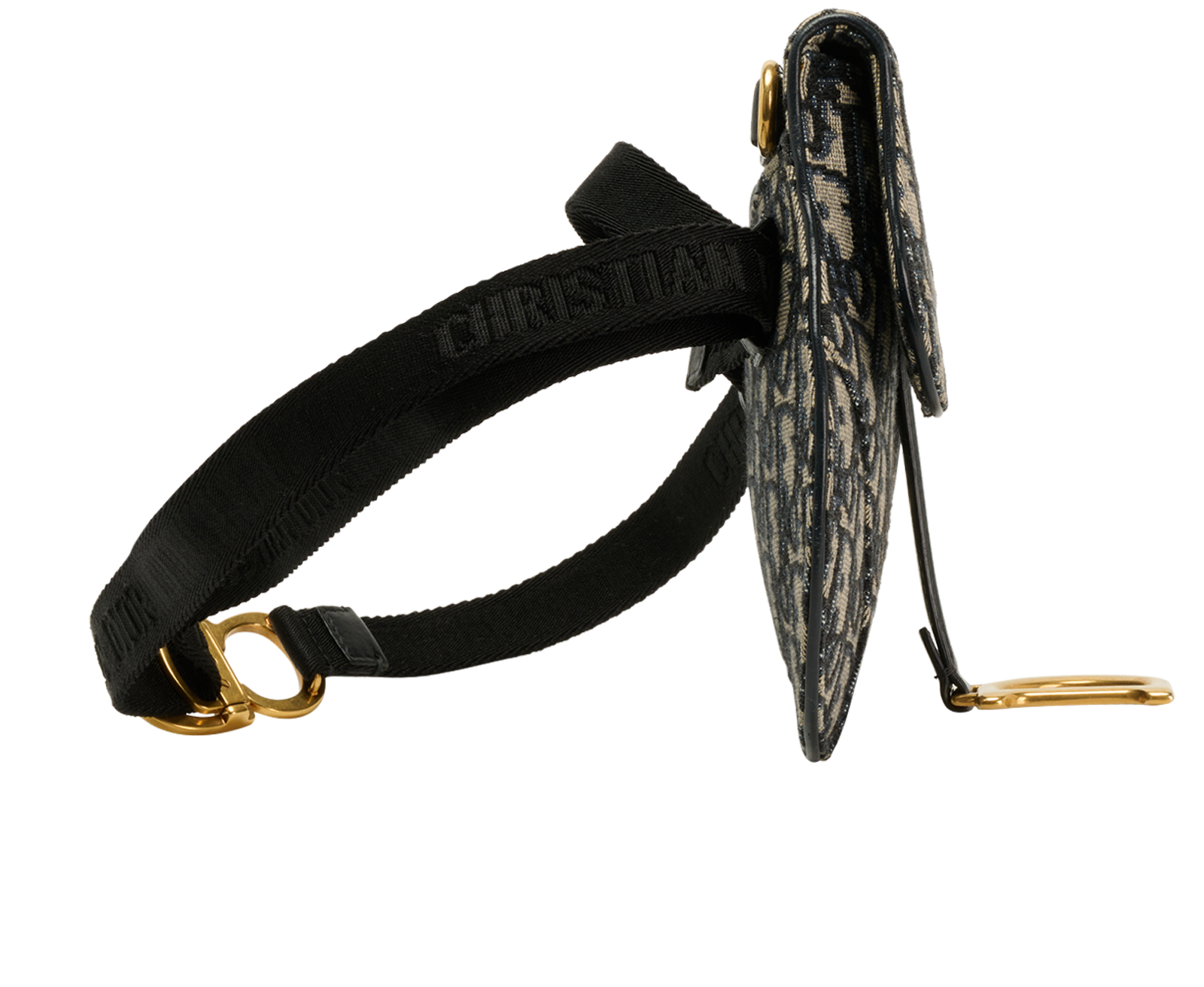 Saddle Belt Bag, &pound;550, Handbags, Beige/Navy, Canvas, Side view